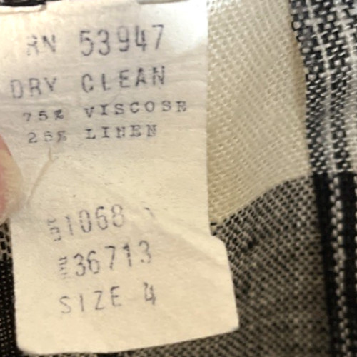 Vintage Lloyd Williams Plaid Linen Blend Midi Skirt Cream Black VTG 4 XS‑S USA