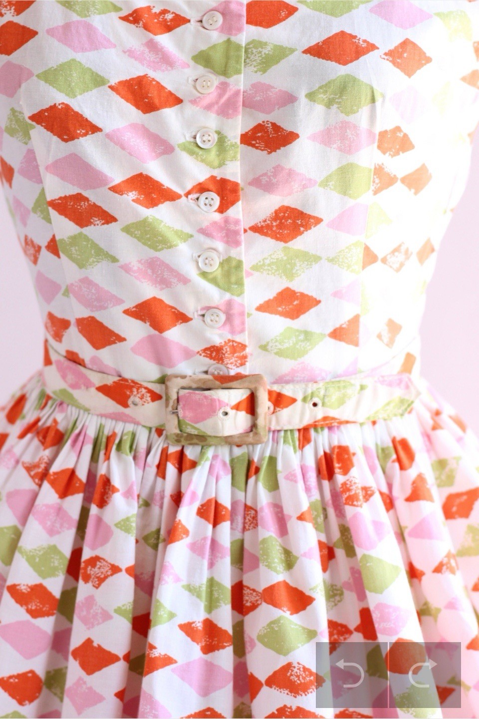 Vintage 1950s Rare Jonathan Logan Harlequin Print Dress XS/S