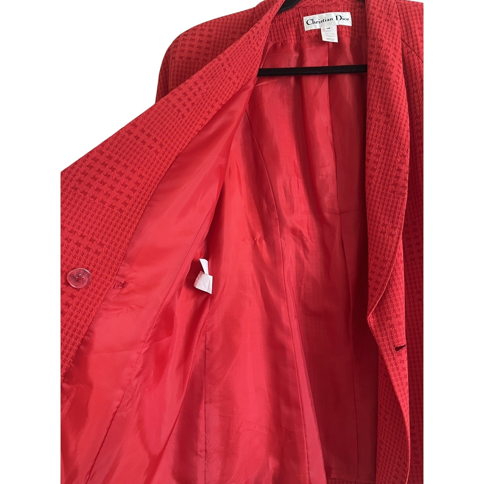 Vintage Christian Dior Y2k Red Double Breasted Skirt Suit Set Size 12