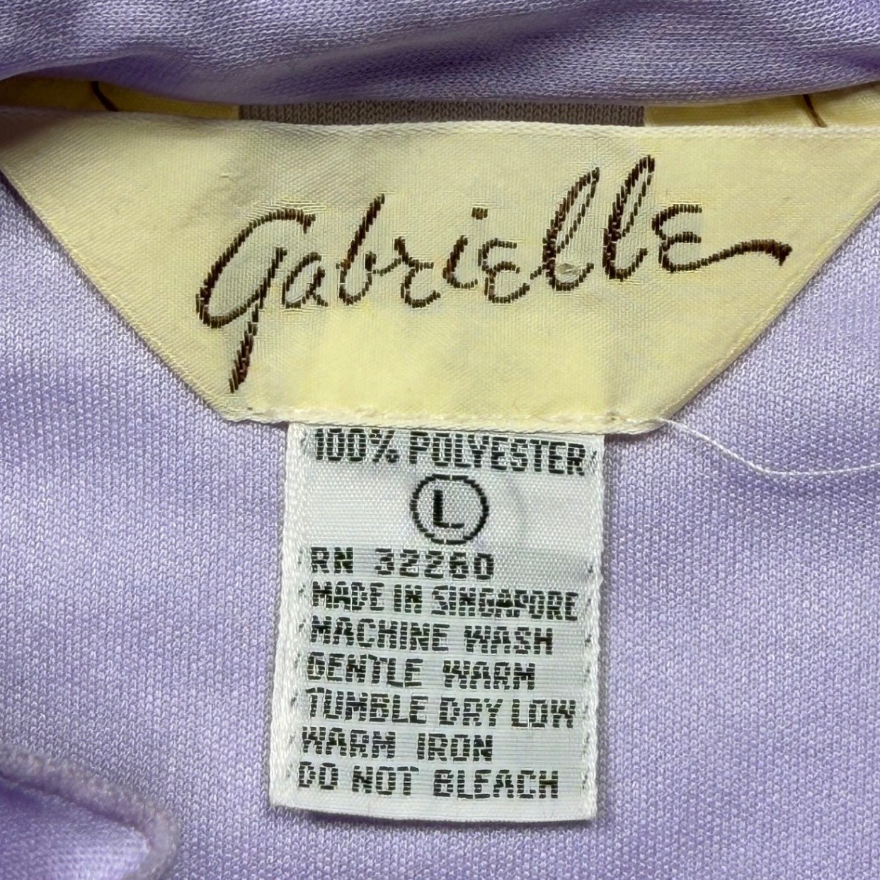 Vintage Gabrielle Lavender Ruffle Blouse Sleeveless Purple 70s Large 100 Poly
