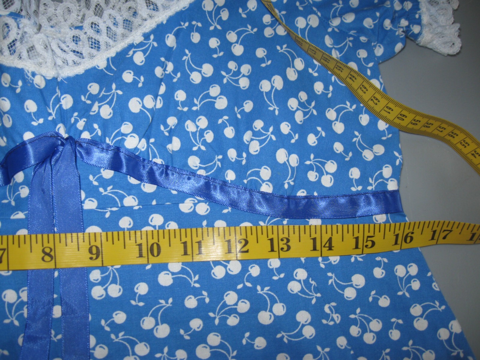 Vintage handmade long Maxi Prairie Dress Cherry Pattern w/Bag Cottage Core Farm