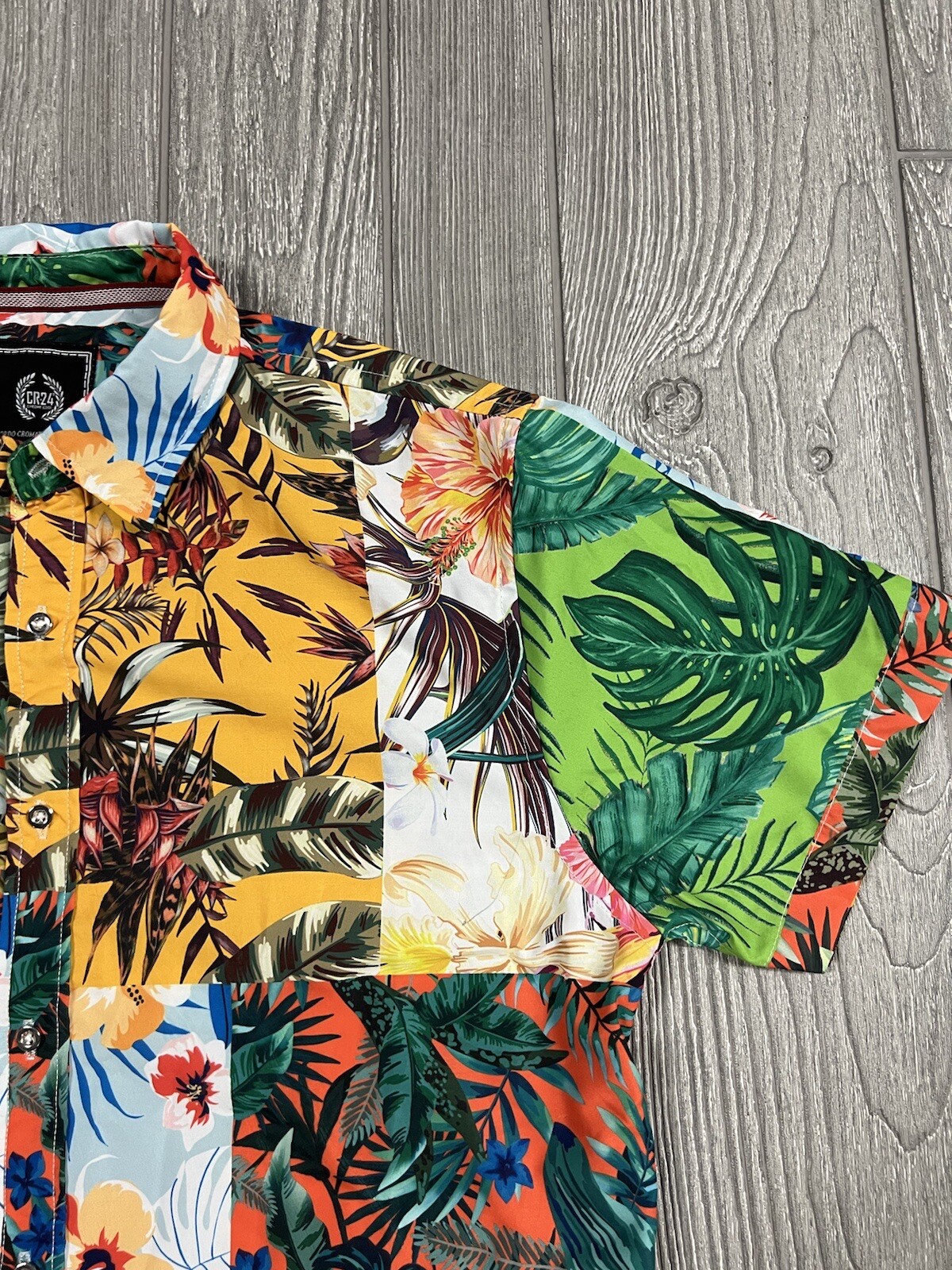 CR-24 Bordo Cromato Hawaiian Shirt Women’s M All Over Tropical Floral Print VTG