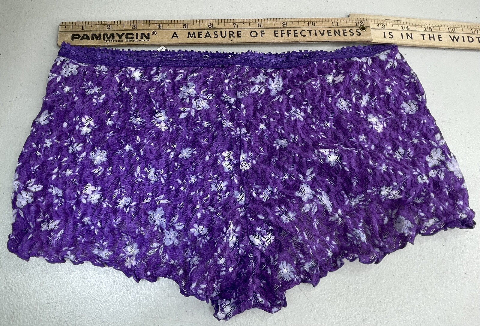 Vtg Nylon Panties Secret Treasures Purple Ruffle Lace Hipster Brief NWT 90’s Y2k