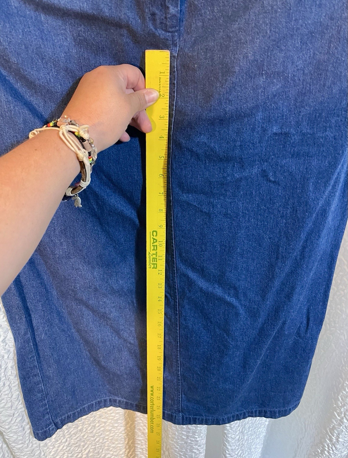Vintage Talbots Deep Blue💙100% Cotton Denim Maxi Skirt Size 14 Long Slit EUC