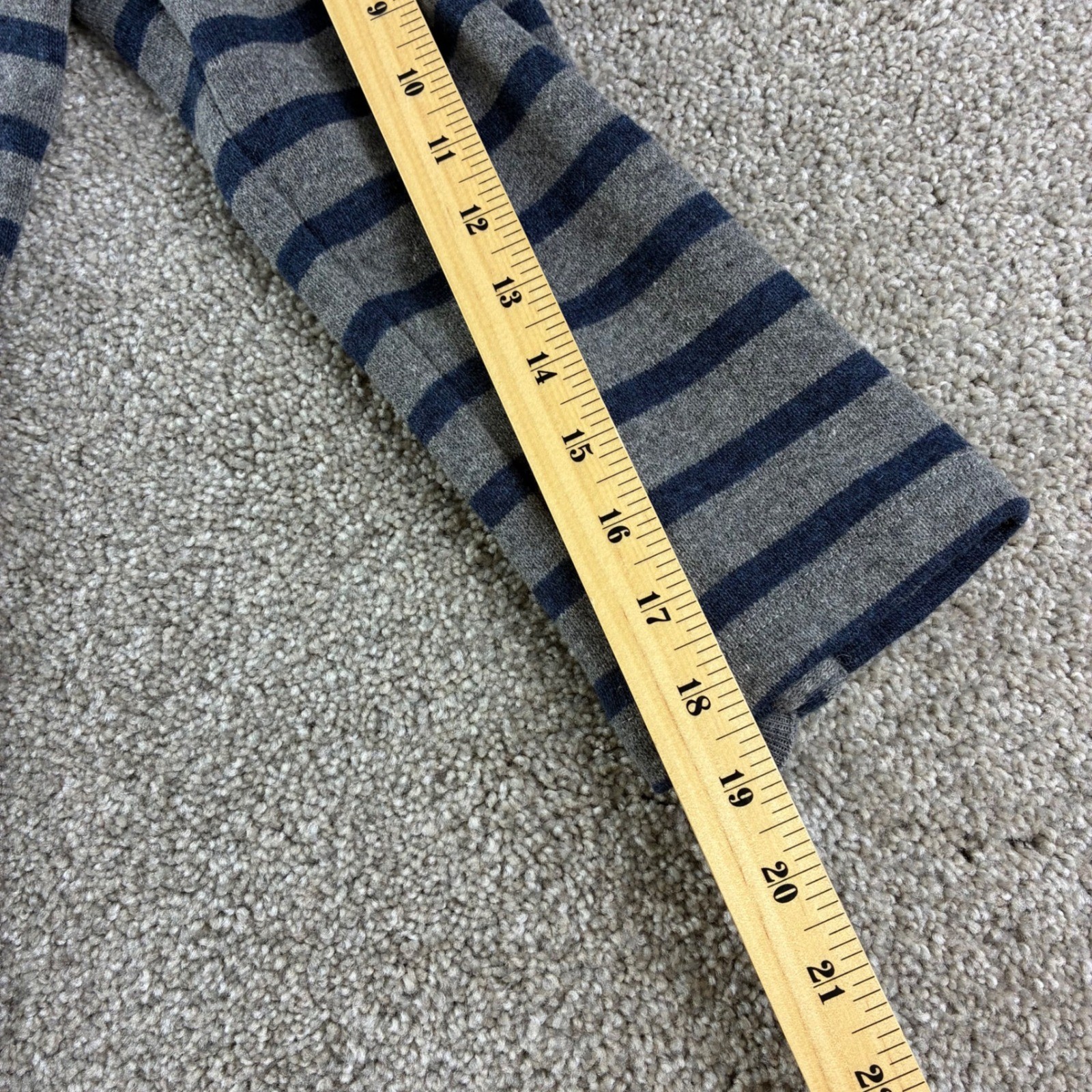 Fine Garments by Bell Wool Blend Striped Dress L Blue Striped Ruffle Neck A Line