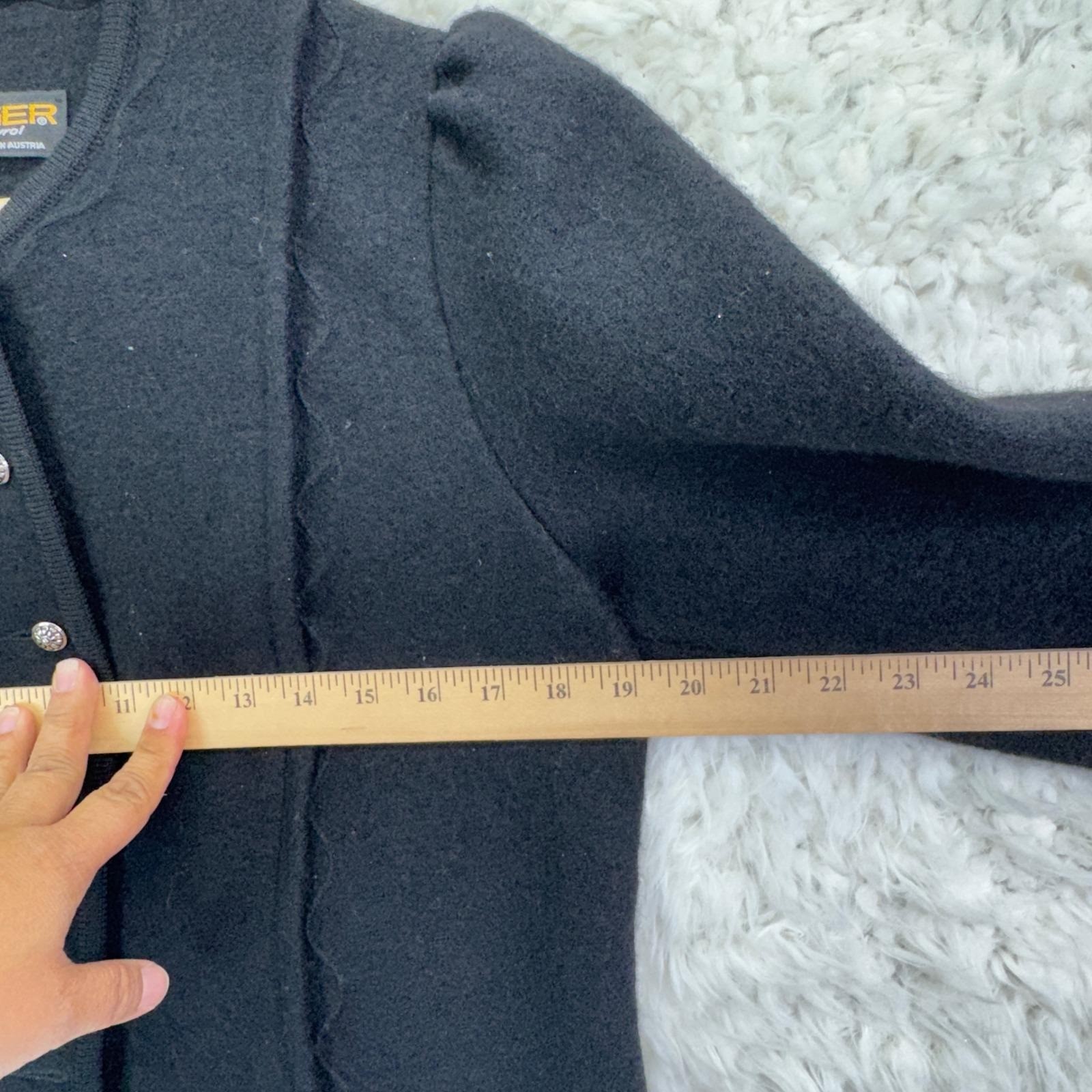 Geiger Tyrol Boiled Wool Jacket 44 VTG L Black Austrian Trachten Cardigan Blazer