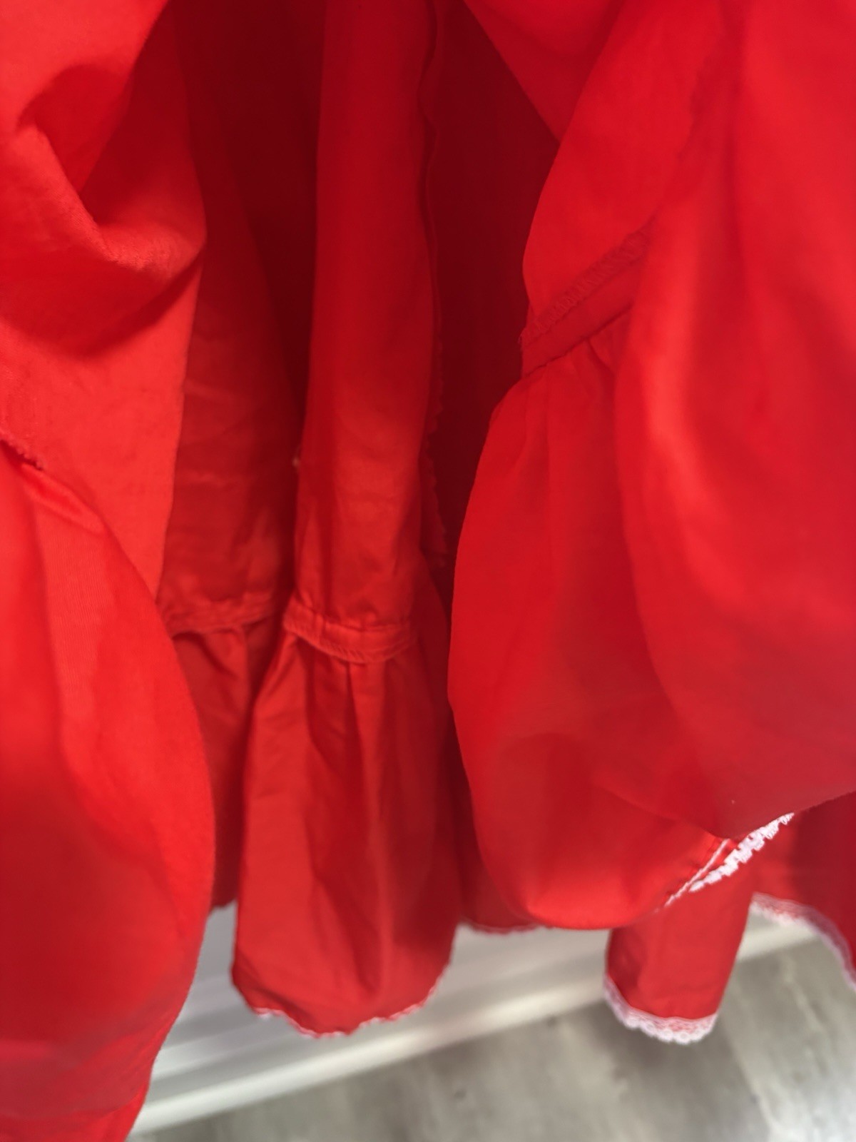 Vintage 70s Party Pleasers Malco Modes Red Prairie Square Dance Apron Dress Sz M