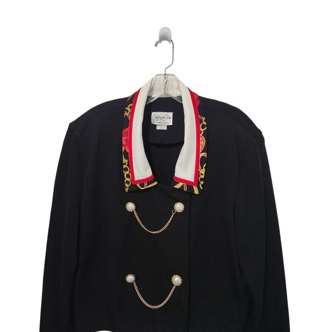 Jeffrey & Dara Double Breasted faux pearl buttons chains blazer XL-46&Prime; bust NWI