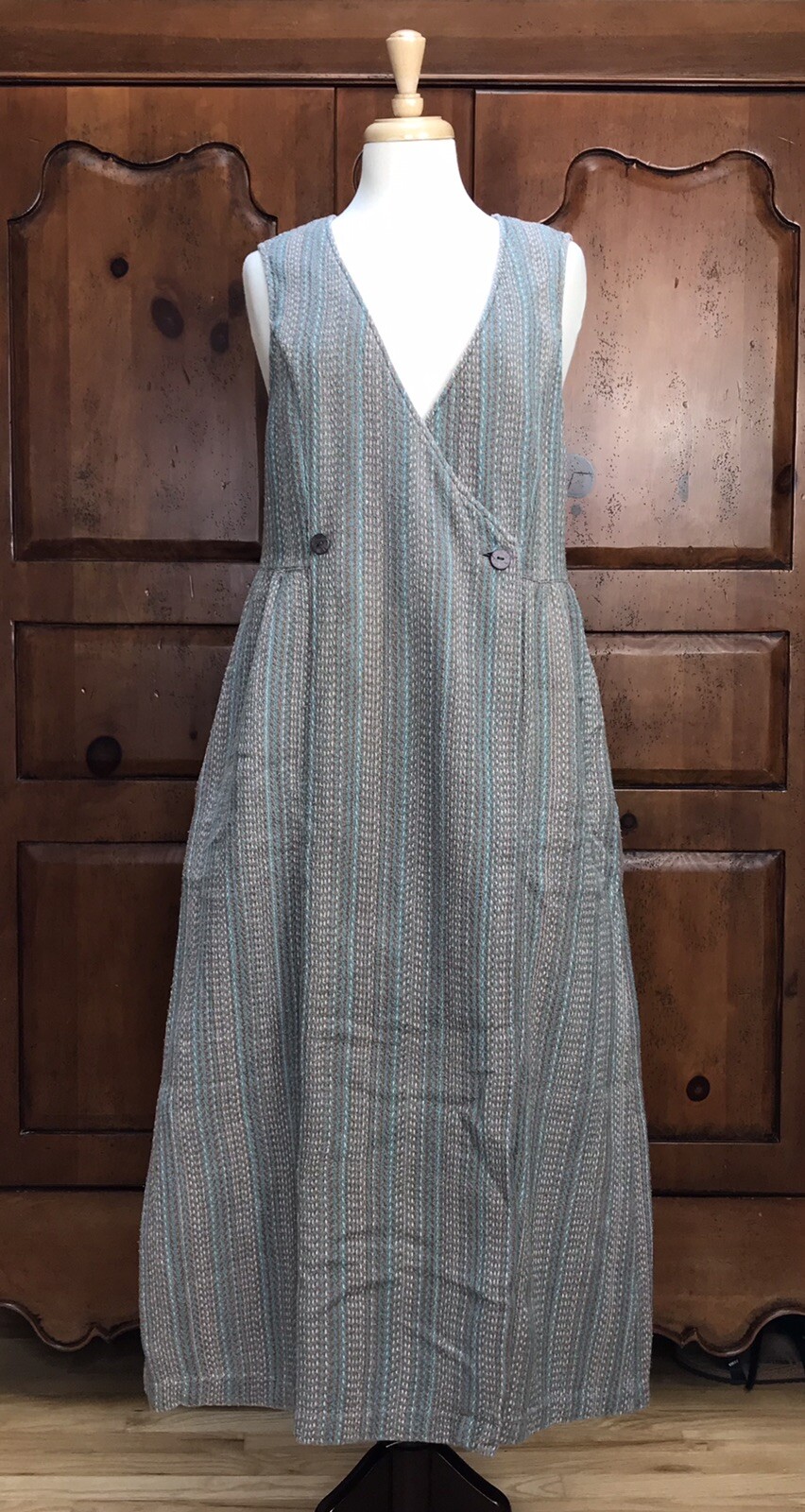 VTG Adini Lagenlook Duster Dress Vest Women&rsquo;s Large Cotton Pockets India