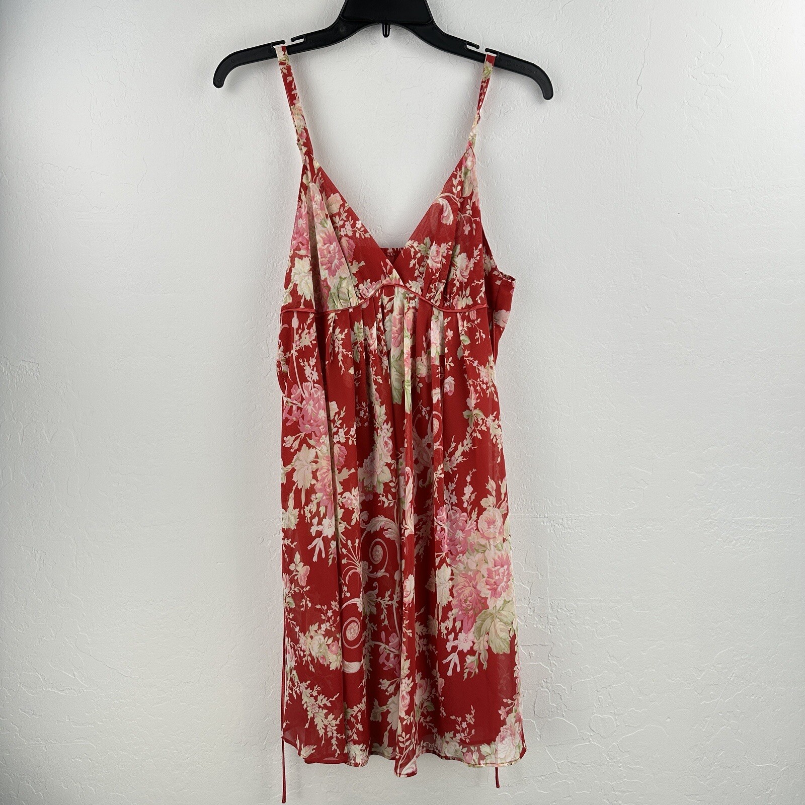 VTG Oscar de la Renta Pink Label Chemise L Satin Chiffon Floral Lingerie Flowy