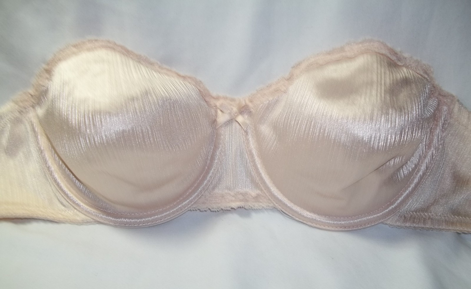 Vintage Warner&rsquo;s Shine On Strapless Bra #1121 Beige Satin Stripes Bra sz 36B