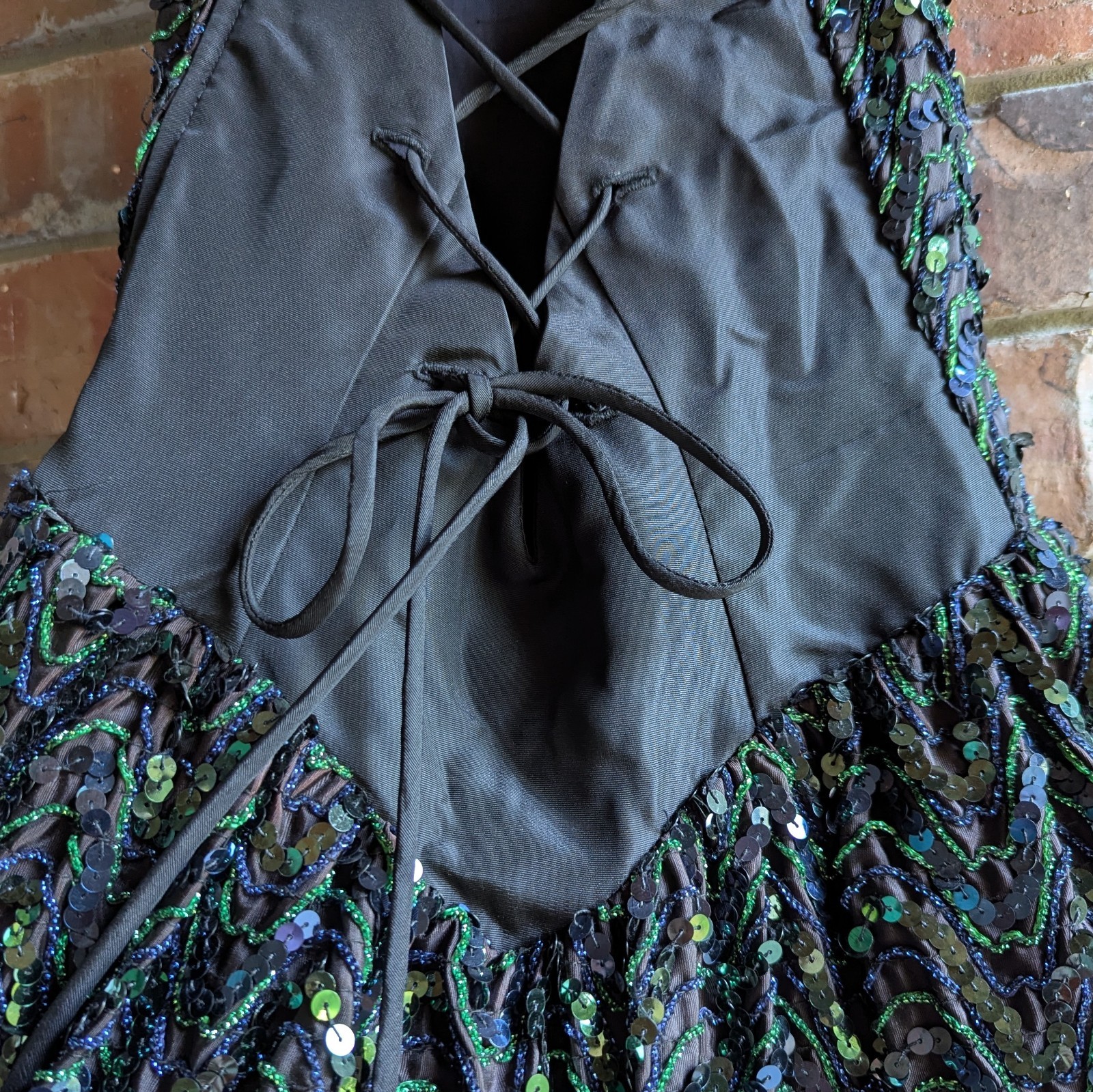 GUNNE SAX Jessica McClintock Sequin Dress Mini Chevron 5/6 XS Sparkle Glam Vtg
