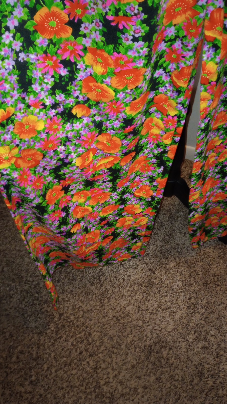 Vtg 60s XS~S 2 Pc SET Floral Halter Top & Wide Leg Pant Hippie Homemade Hallowee