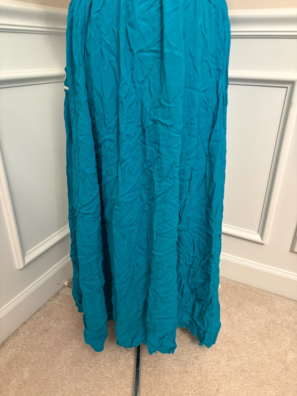Vintage Karin Stevens Turquoise Western Style House Dress Size 16T *Sm Hole