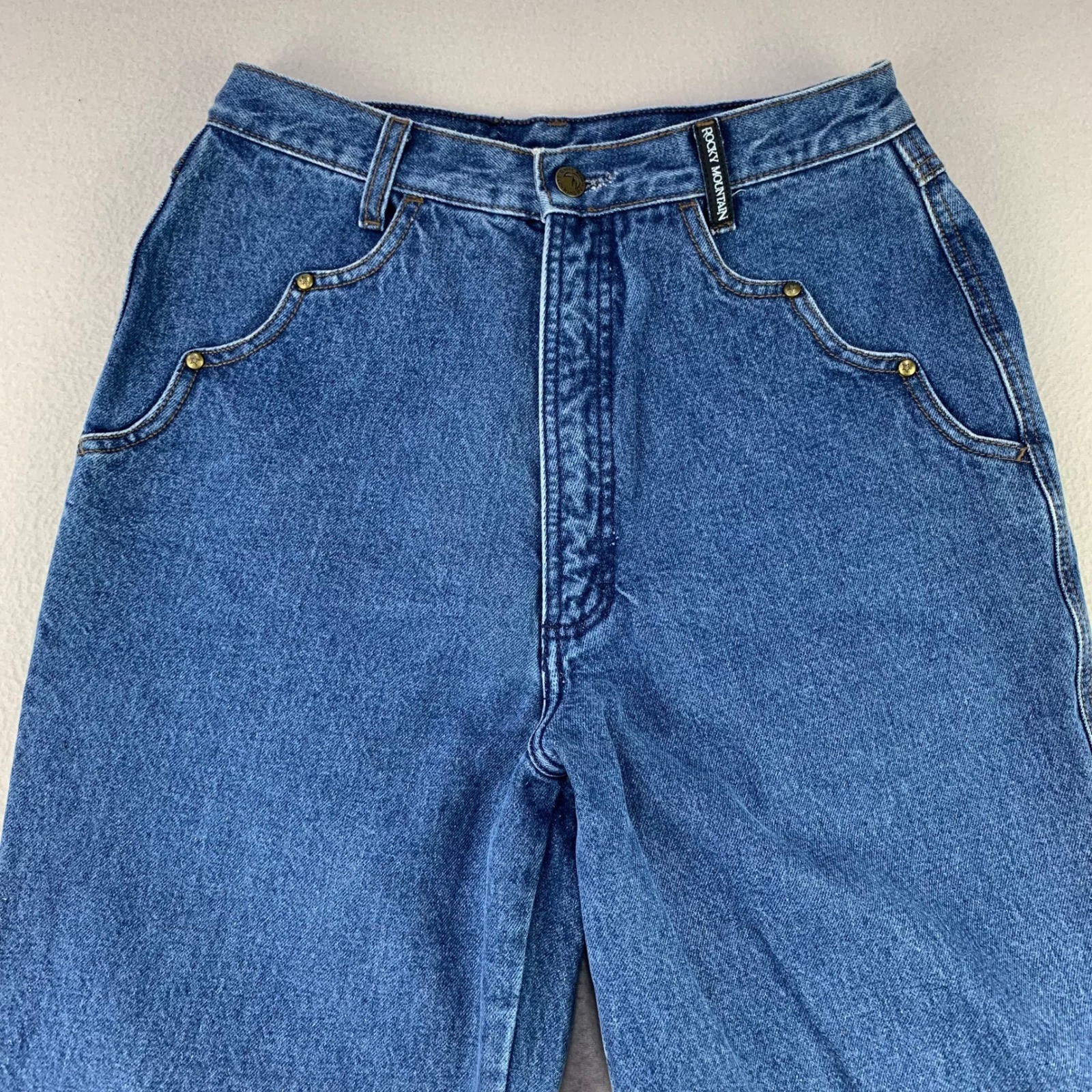 VTG Rocky Mountain Jeans Women 32/13 Blue Western High Rise Tapered Leg Bareback