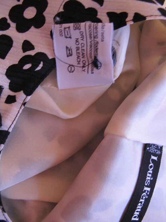 Louis Feraud Vintage 80s Silk Suit~Black White Top + Black skirt~Women 10~FREE H