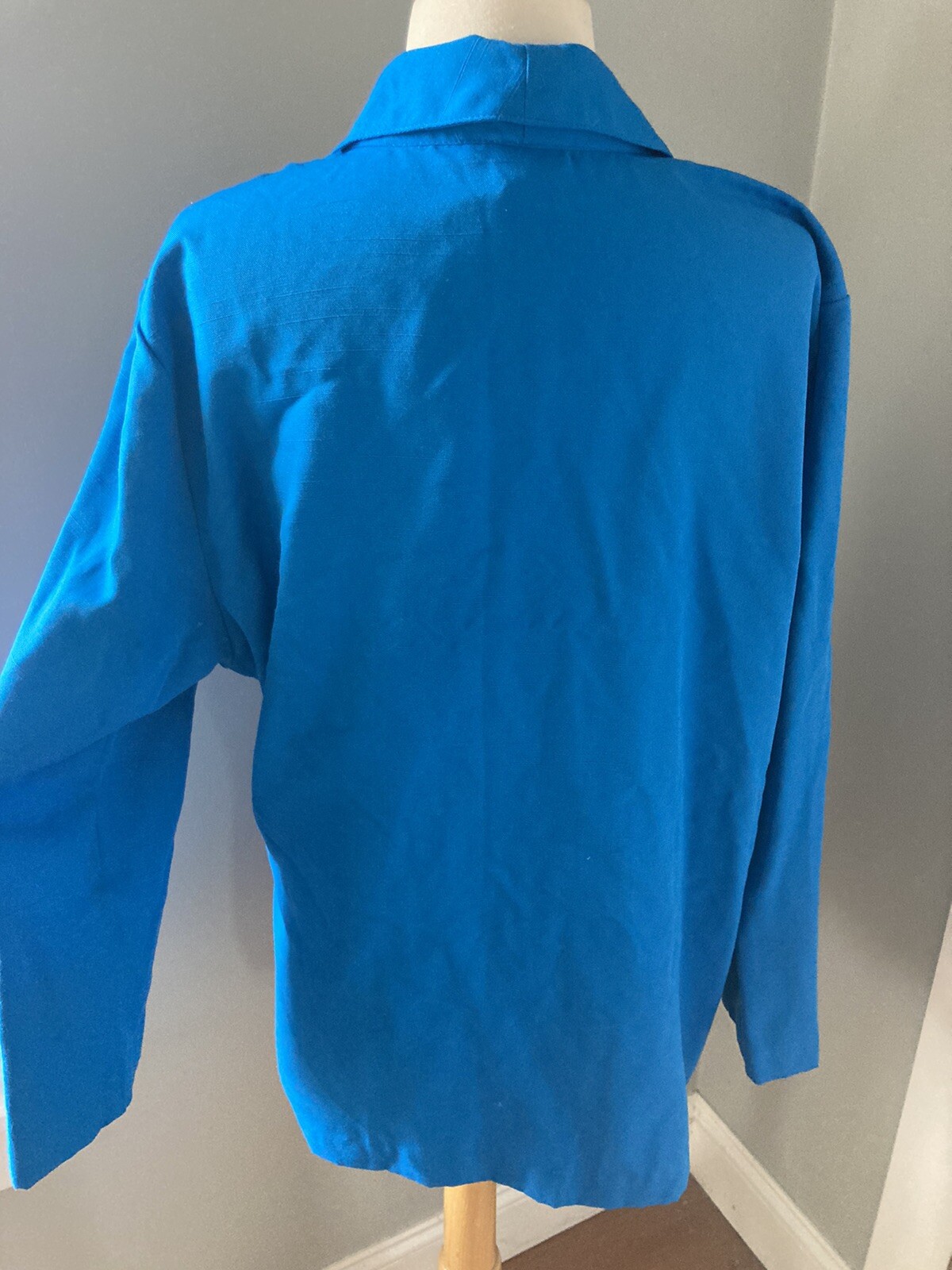 16 Blue Blazer Classic 80s Rayon jacket 1-button Notched collar blazer pockets