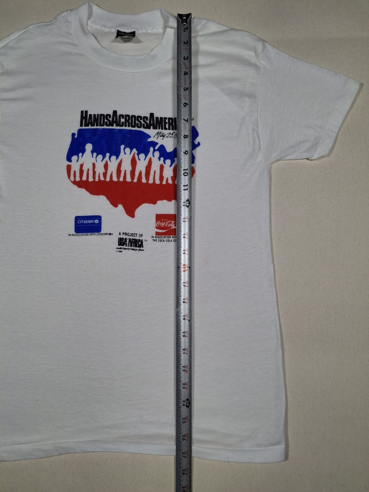Vintage 1986 Original Hands Across America Coca-Cola Citicorp Women&rsquo;s XL T-Shirt