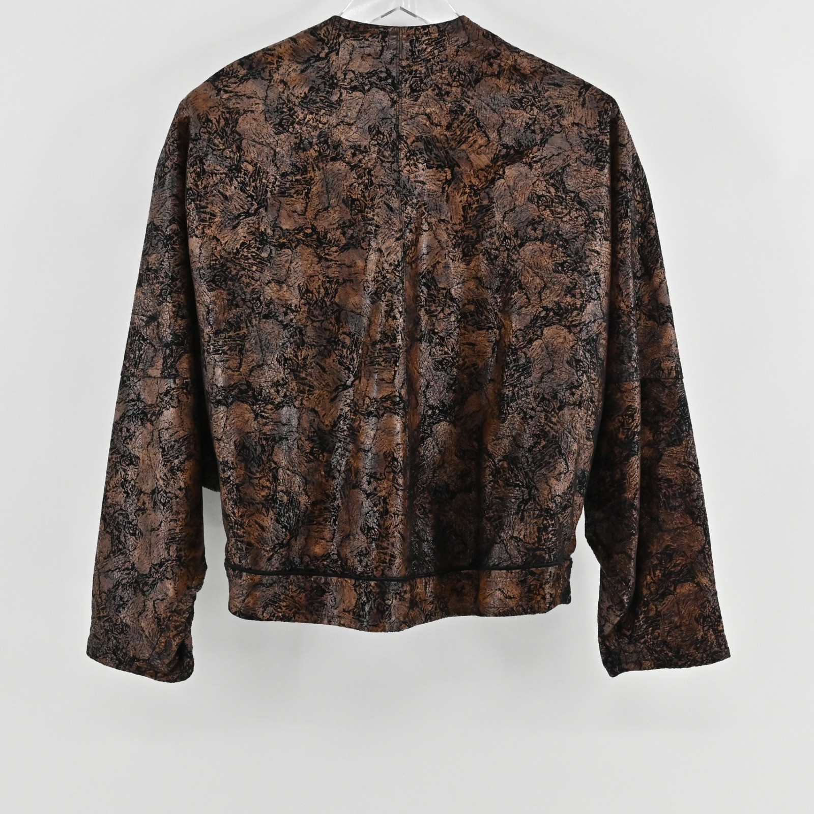Vintage Parri Firenze Cropped Jacket Size L Brown Black Italy 80s Bomber Indie