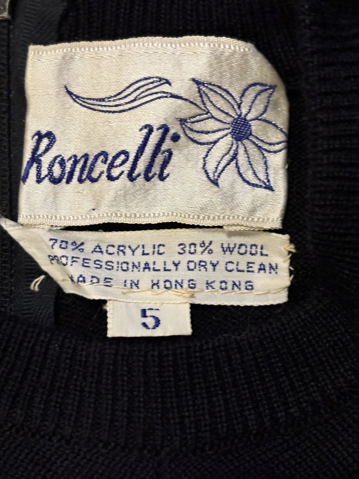 VTG 70s Roncelli Wool Blend Knit Maxi Sweater Dress 5 / XS Black Green Purple