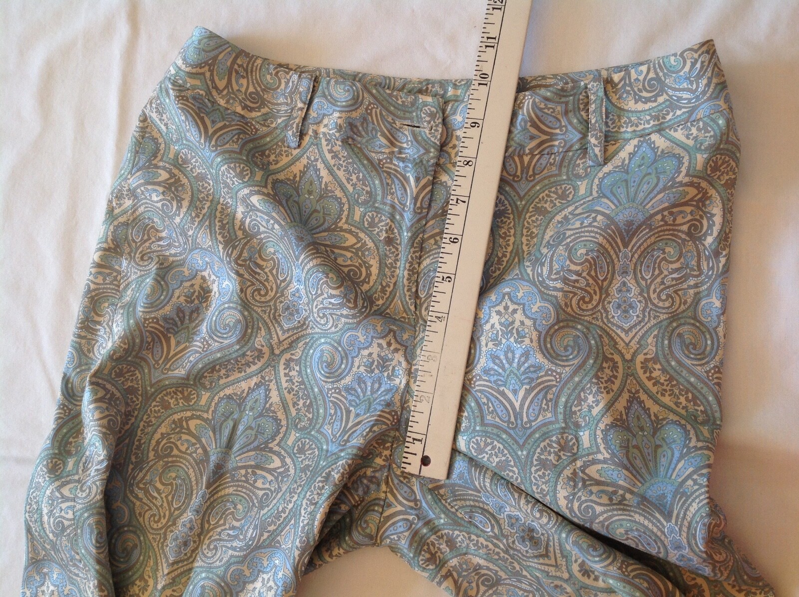 Sz2 HAROLD&rsquo;S silk blend pants Mint Green Paisley ESSAY Vintage Blouse off white