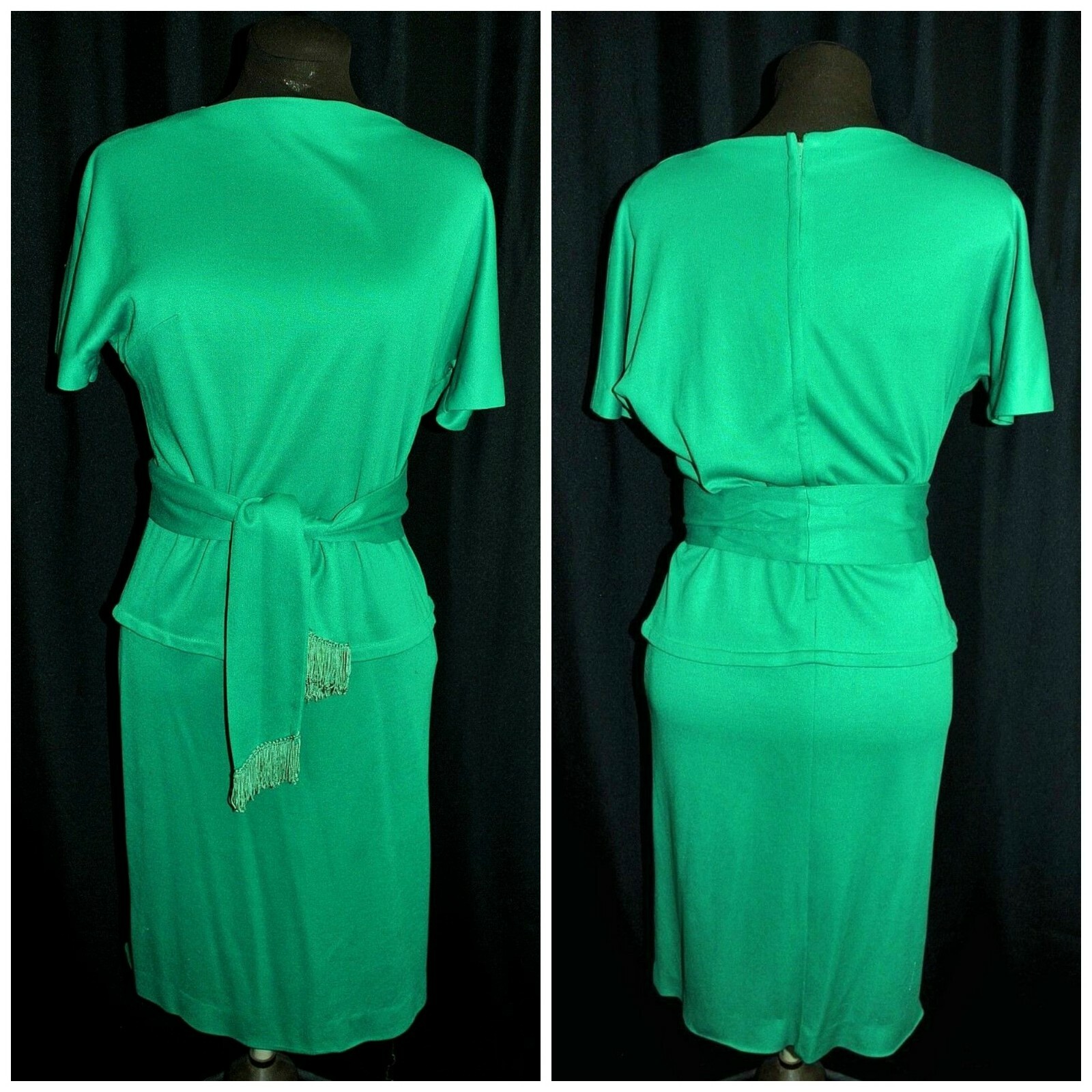 VTG 60s 70s Curvy Fitted Secretary Day Dress MED/LG Metal Zipper St Patty&rsquo;s Day