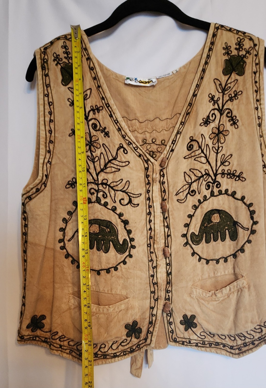 Vintage Verson Made In Austria Elephant Embroidered Vest Boho/Folk Pristine Sz S