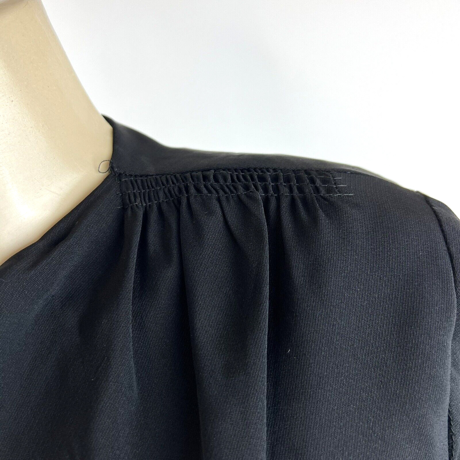 1940s Dress Solid Black Peplum Long Sleeve Knee Length Ben Lan Tag True Vintage