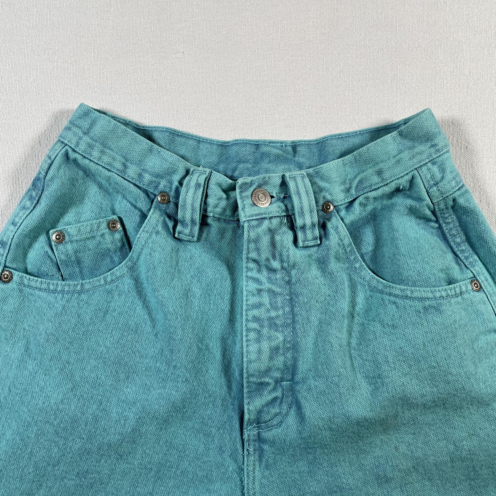 Wrangler Jeans Womens 25×36 High Rise Aqua Blue Straight Denim Made USA MA201-04
