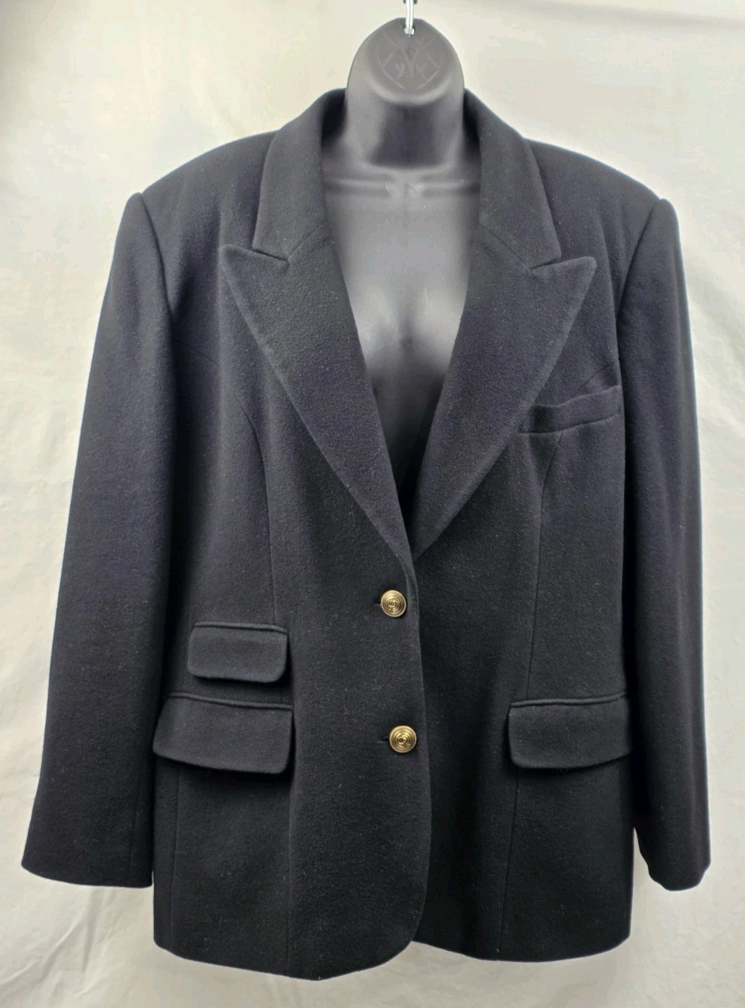 Vtg Giorgio Sant Angelo Women&rsquo;s Blazer Wool Cashmere Italy Black Jacket Size 14