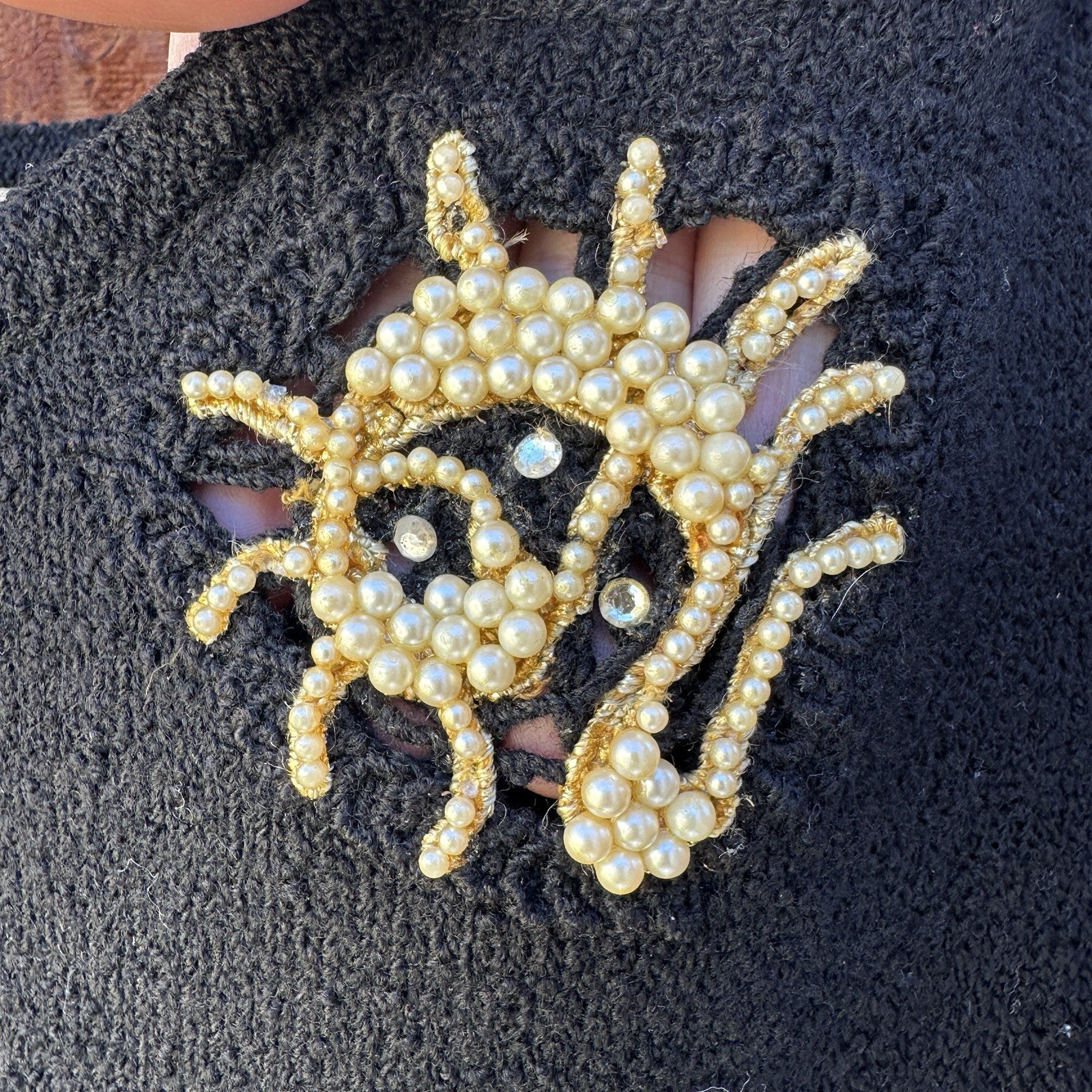 Bonnie Cashin Vintage Wool Midi Dress Size XS Small Woven Brooch Detail Unique