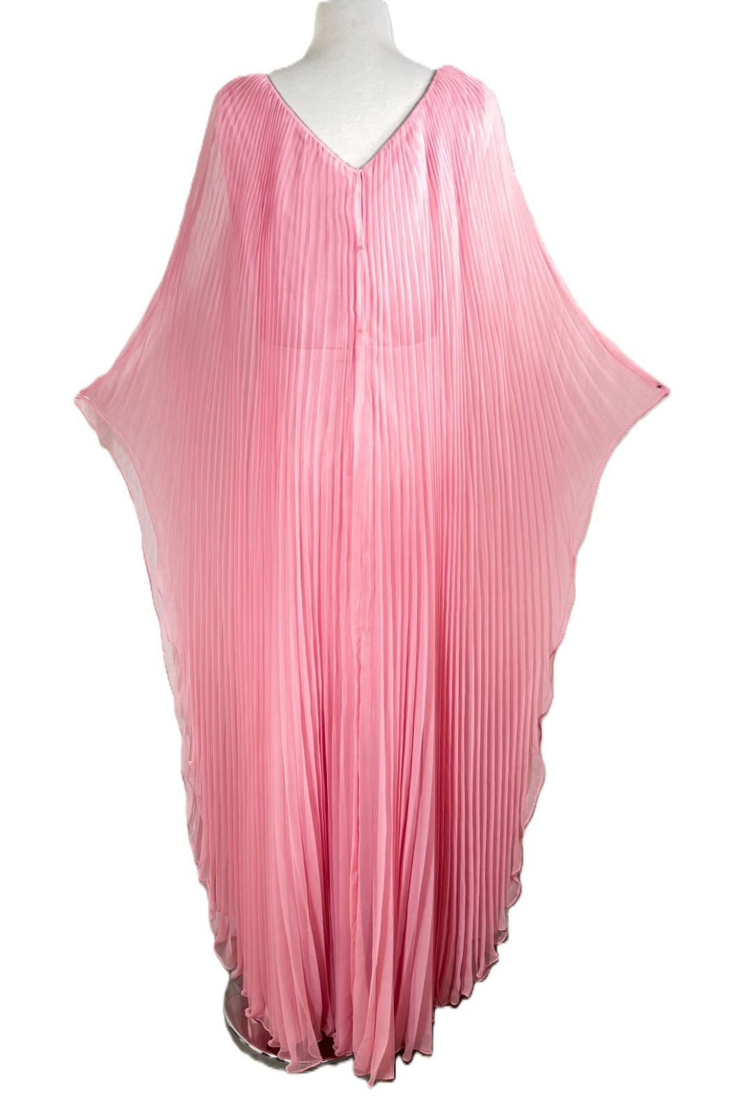 Vintage Miss Elliette Cape Pleated Maxi Dress, Pink Goddess Dress