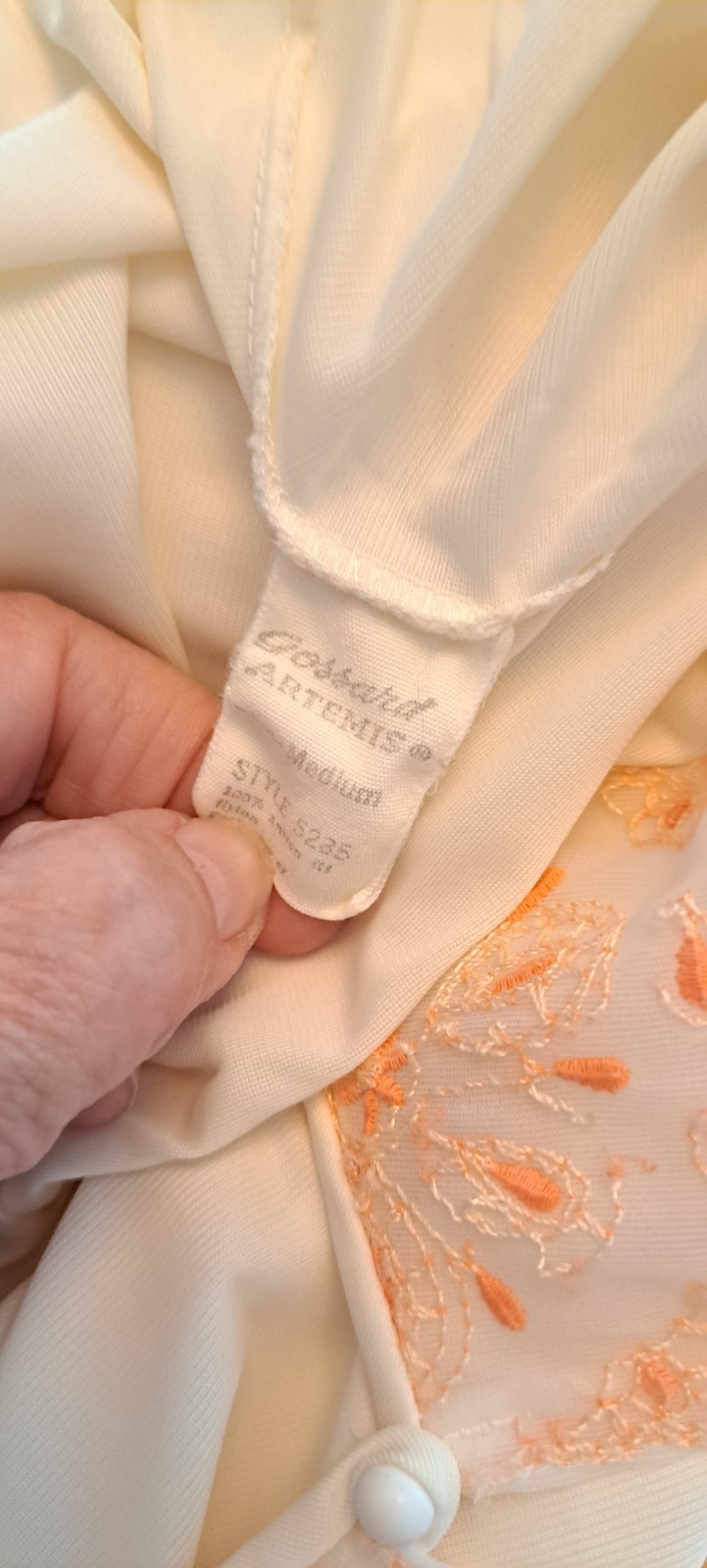 Off White Cream Vtg 2 Pc Gossard Artemis Robe Nightgown Beautiful Embroidery Med