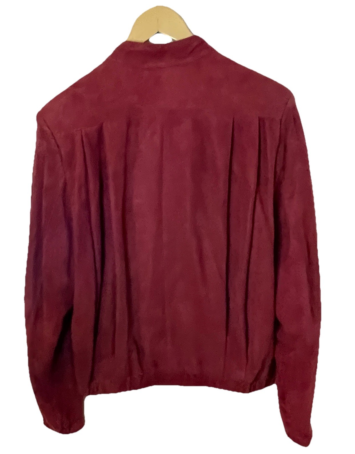 VTG Jeffrey Bank Raspberry Red Suede Moto Bomber Blouson Jacket Pleats Sz 10