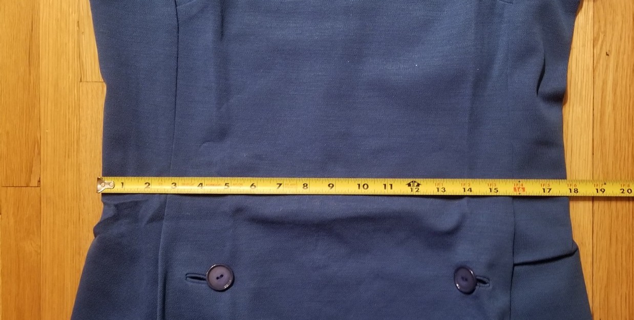 NOS Vintage SEARS 1960s JUNIOR BAZAAR Size 15 Polyester /Worsted Wool Blue Dress
