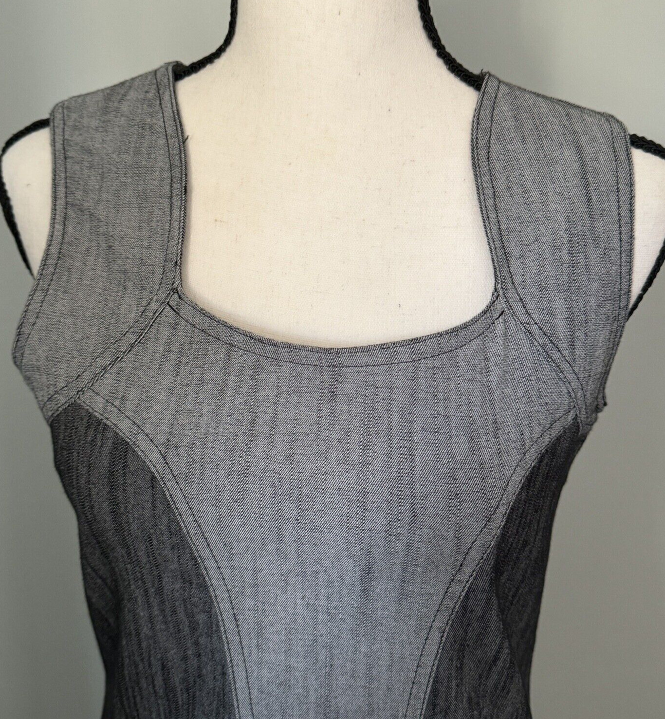 Vintage Dress Sleeveless Grey Colors Denim Jacobson « Paris » Sz EU 40