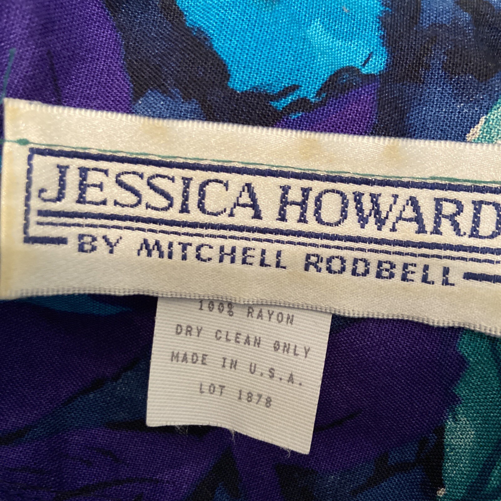 Vtg Jessica Howard Dress Big Flowers Leafs in Greens & Purples Pockets Size 8