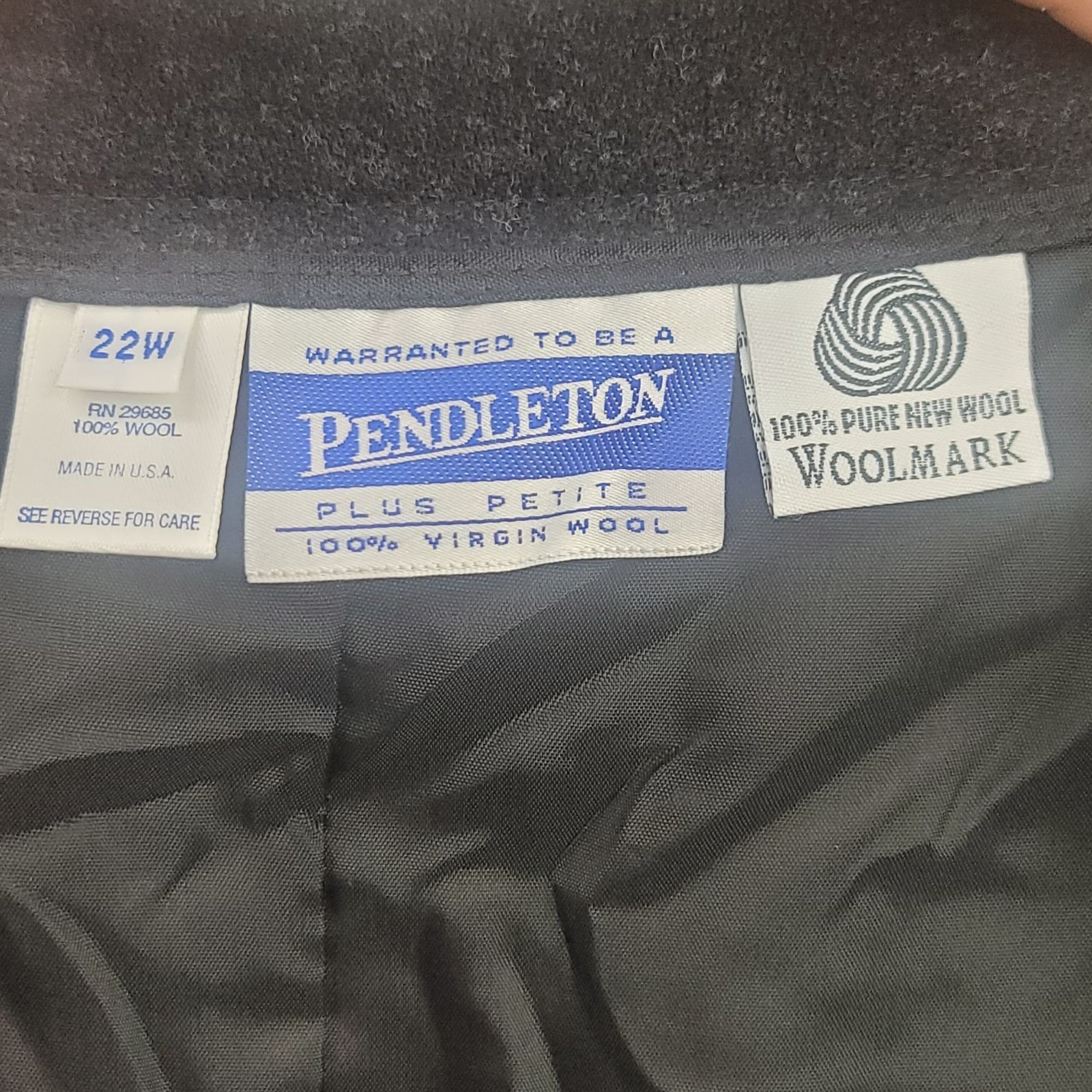 Vintage 90s Pendleton Plus Petite Wool Skirt 22W Charcoal Lined USA Deadstock