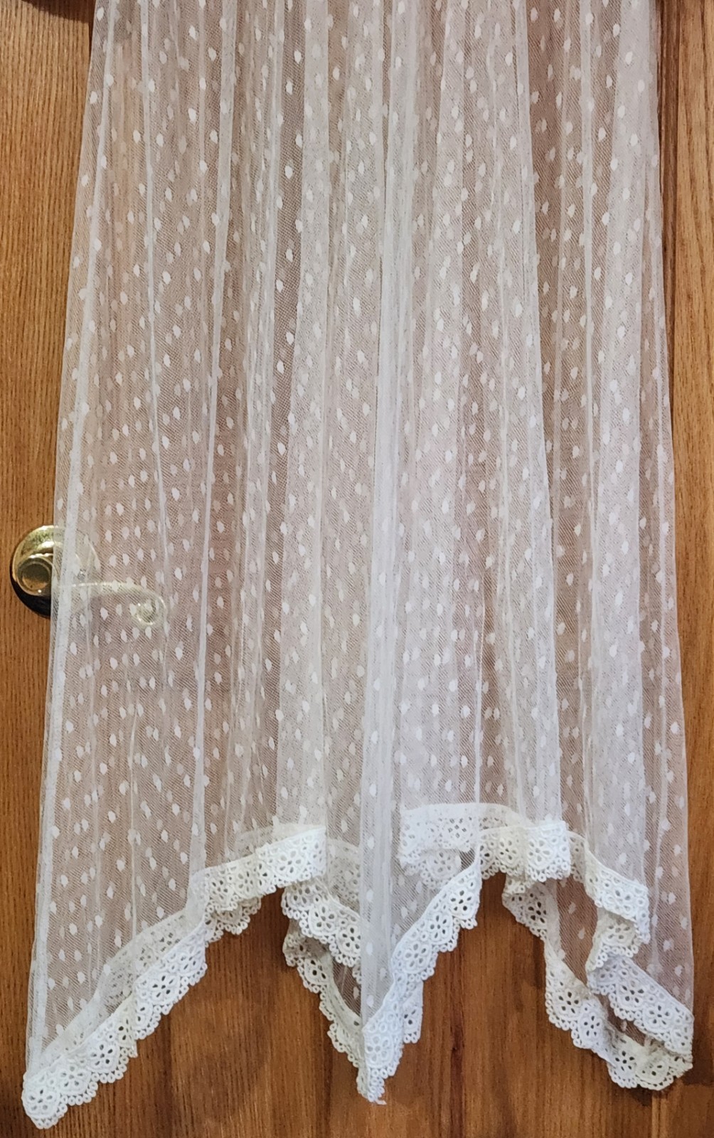 Swiss Dot Mesh Laced Maxi Naked Dress Asymmetric Women M Off White Boho Ethereal