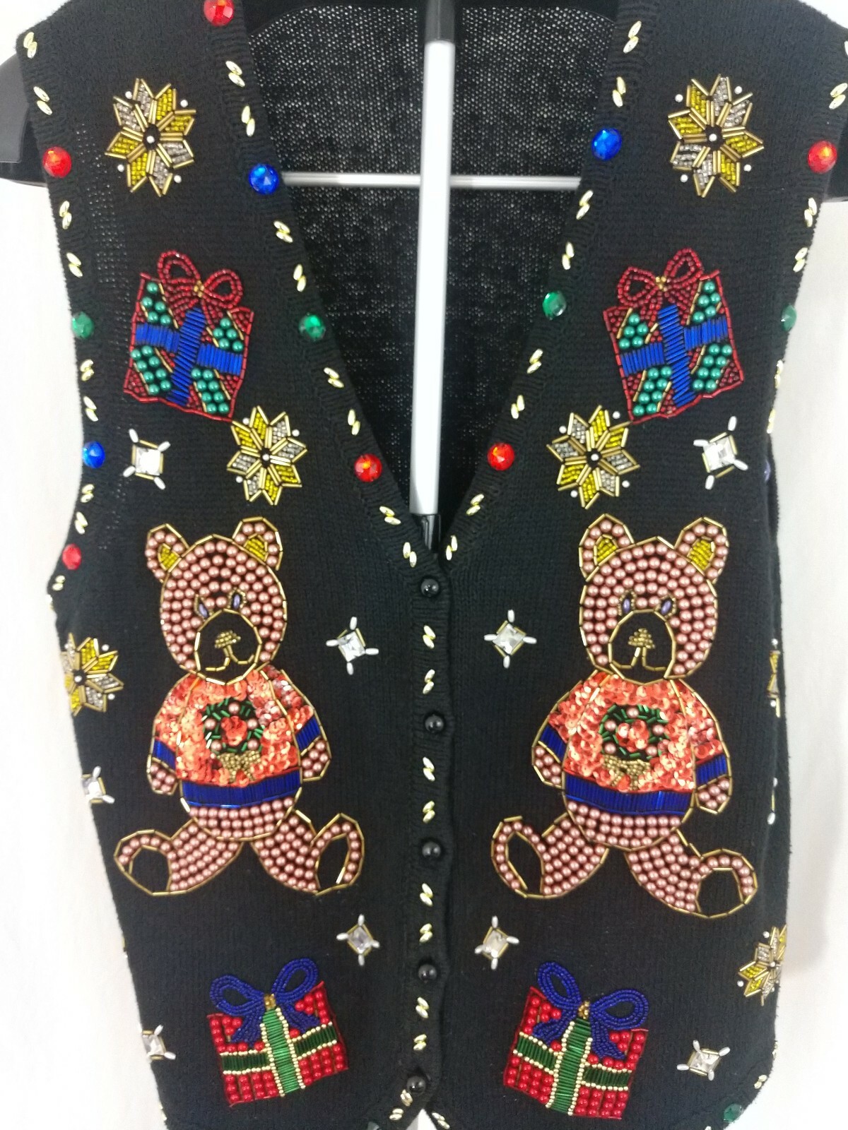 Vintage Claudia D. Beaded Sequenced Christmas Sweater Vest