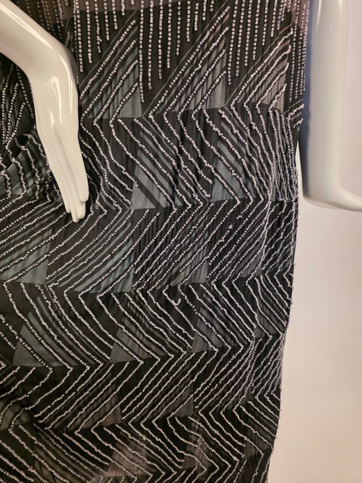 FLAPPER 1920’S BLACK + GREY 2 TONE HEAVILY BEADED DRESS