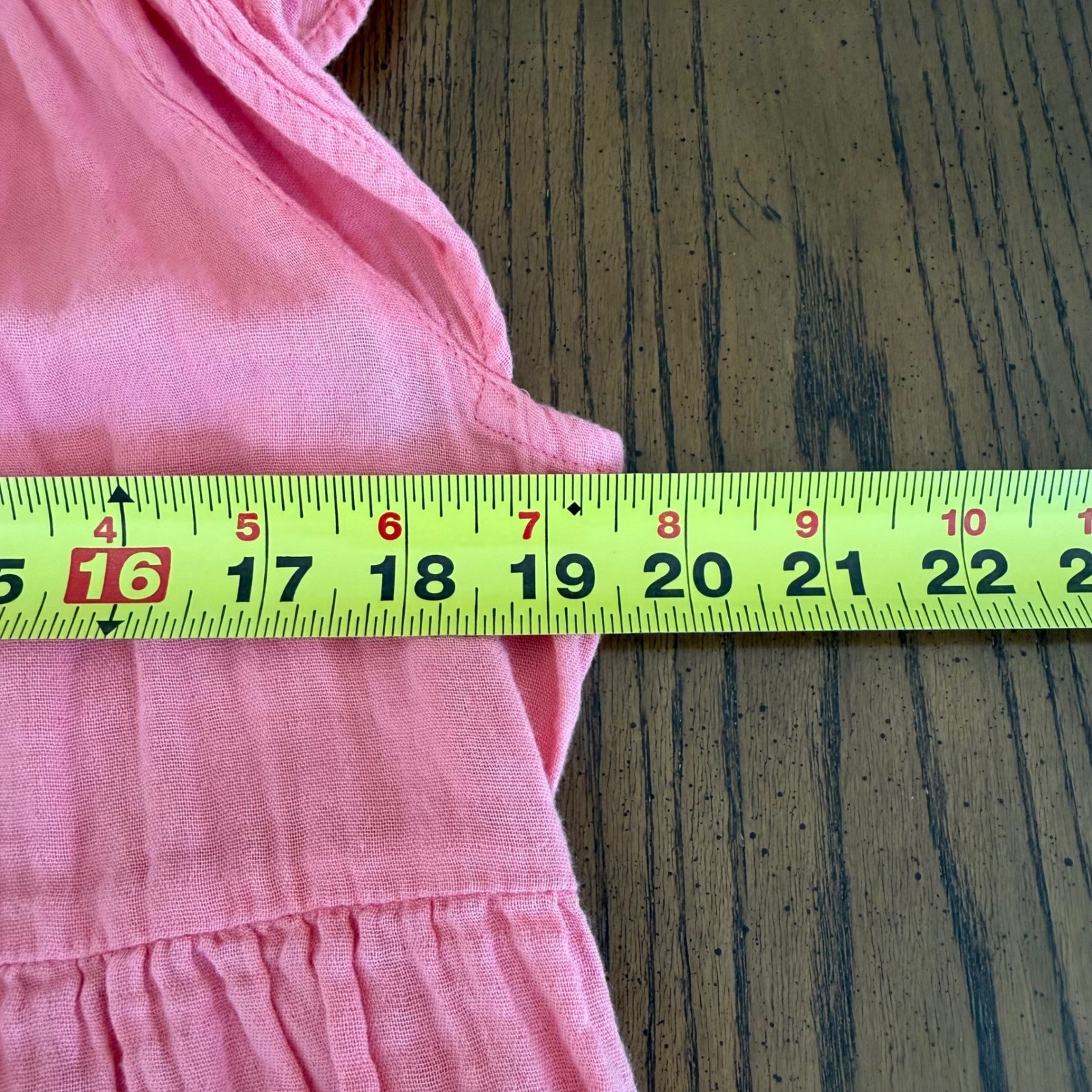 Old Navy Crinkle Gauze Flutter Sleeve Peach Dress V-Neck Tiered Pockets Medium