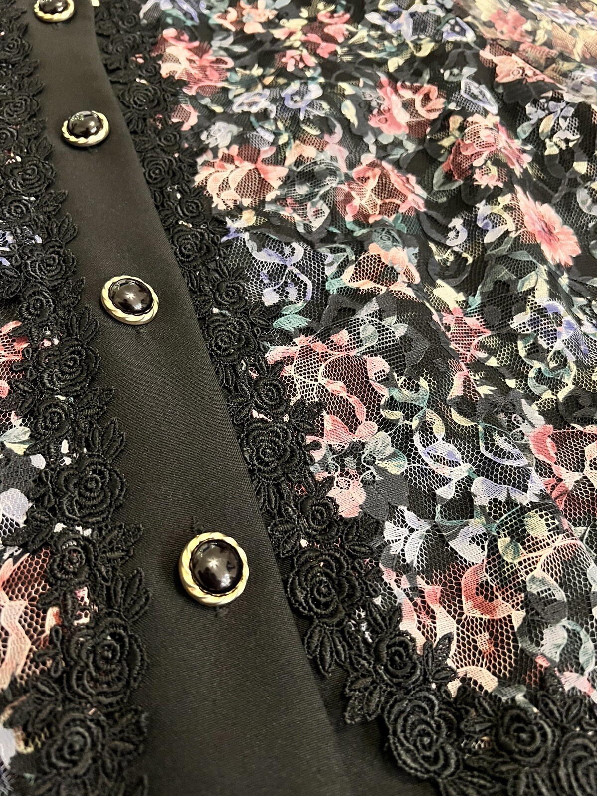 Vintage Risa Ann New York Jacket Size 20WP Floral Lace Button Up Blazer Pads