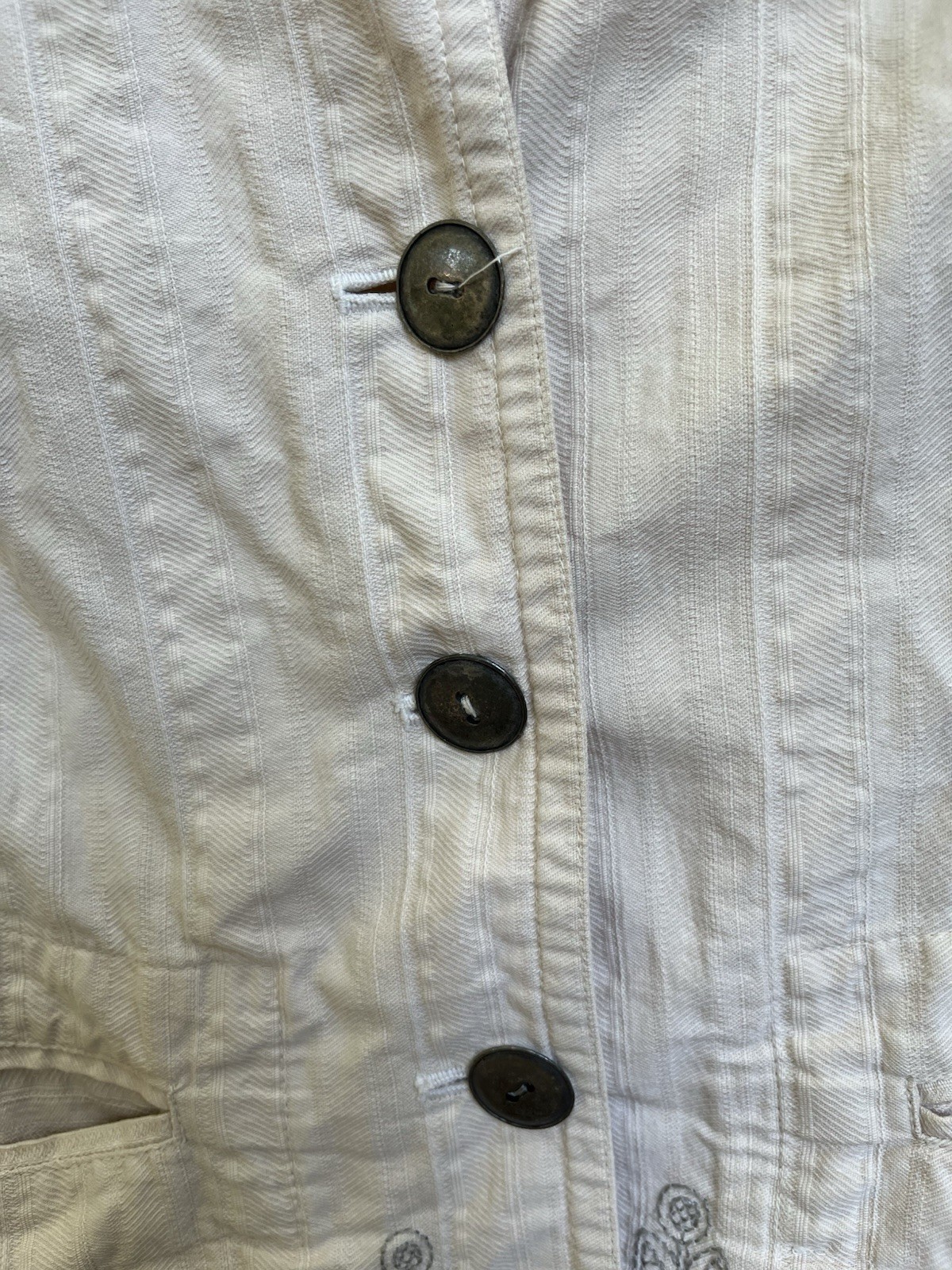 Johnny Was Vintage Cream S Blazer Jacket Grey Design Textured Fabric 3 Button