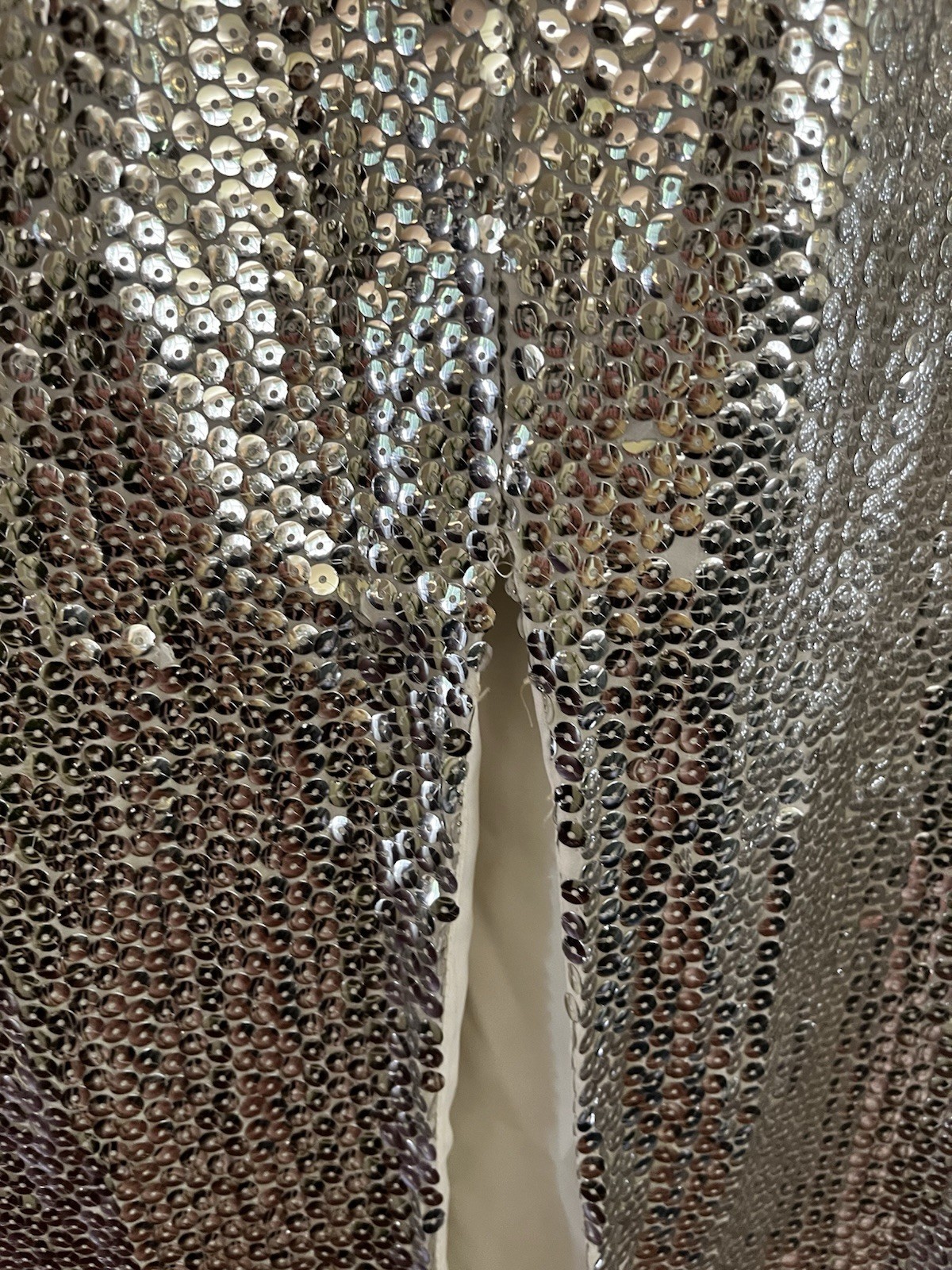 VTG Sequin Wedding Guest Prom Glam 1950s Style Silver Party Gown M