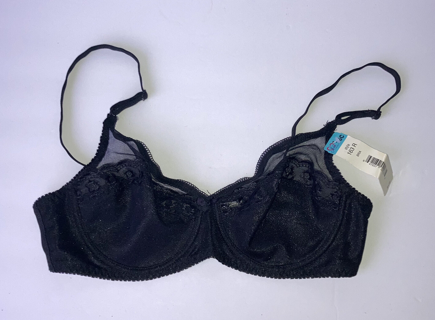 Vintage Bra Jolie Intimates Size 36C Glossy Shiny Black Sexy NOS