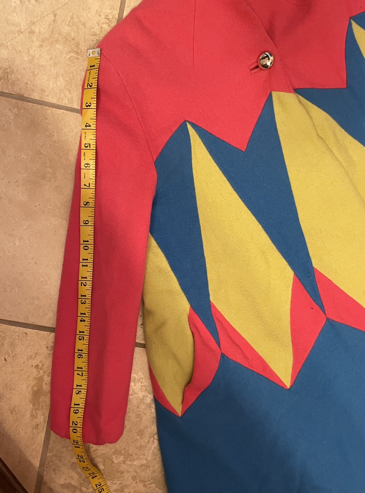 Vintage Swing Wool Coat Jacket Retro Neon Brite Pink Yellow Blue Fai Tat