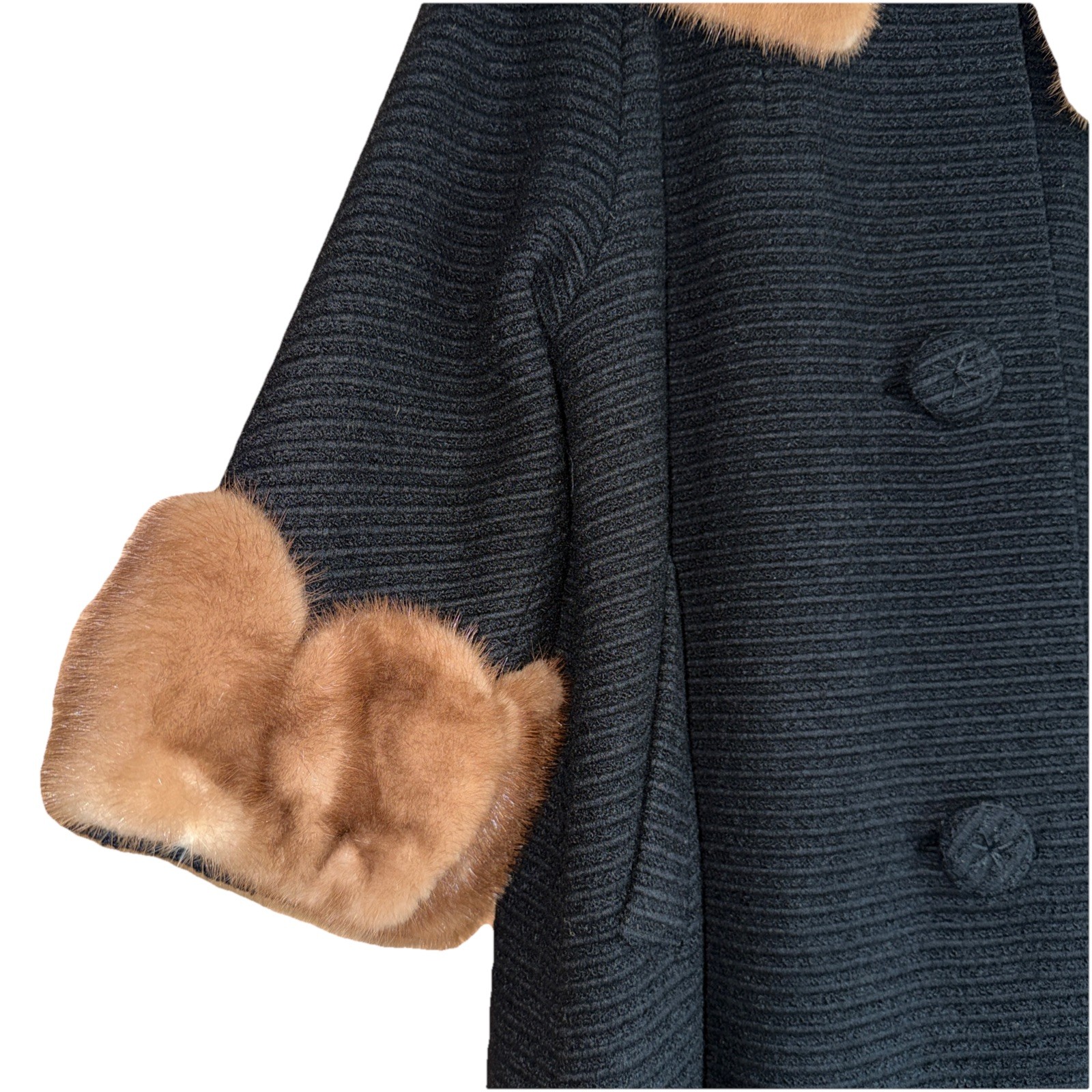 Robert’s Glam Hand Tailored 50&rsquo;s Wool Coat with Fur Collar & Cuffs Women’s Large