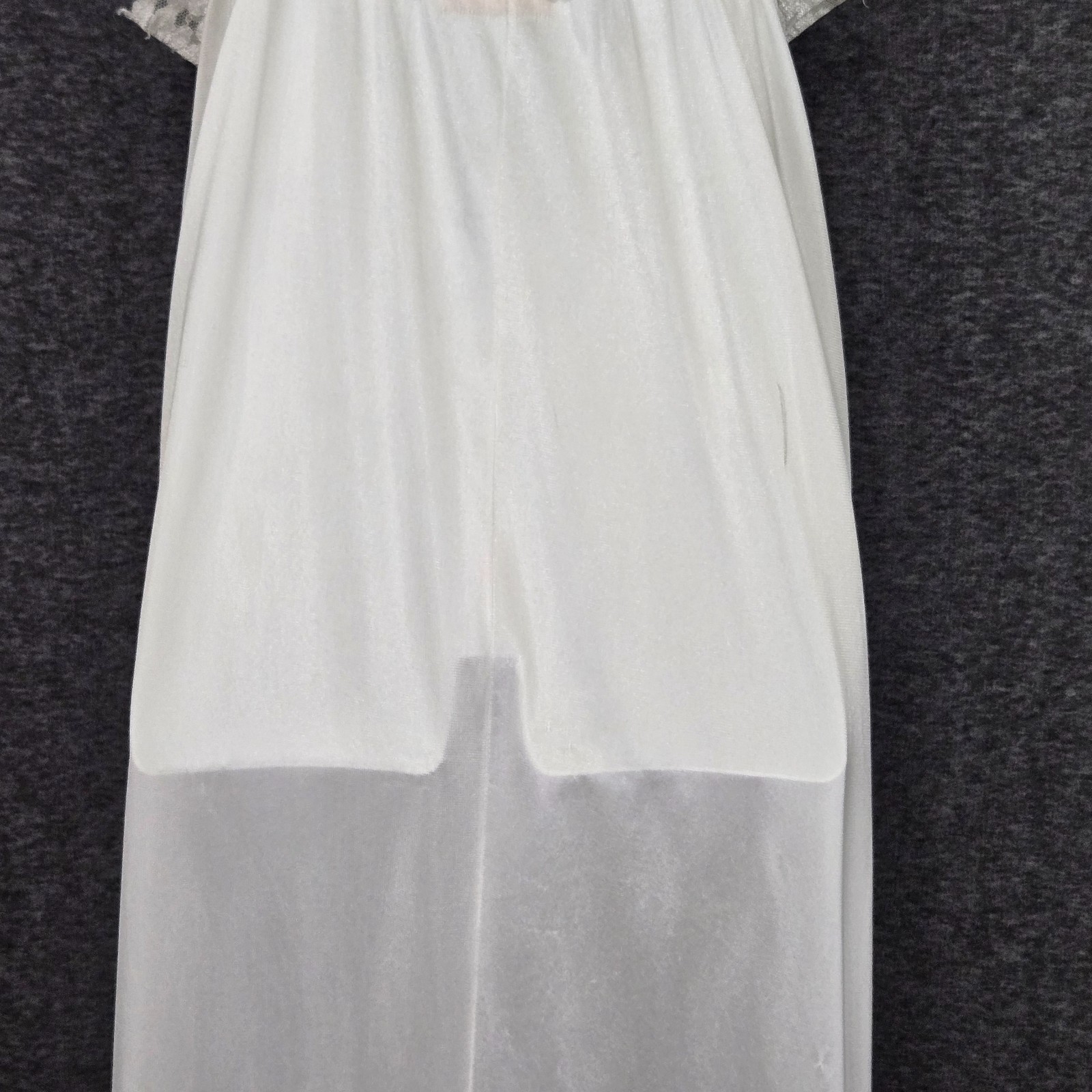 Cachet Sears Nightgown Womens Medium Ivory Lace Trim Nylon Slip USA Vintage