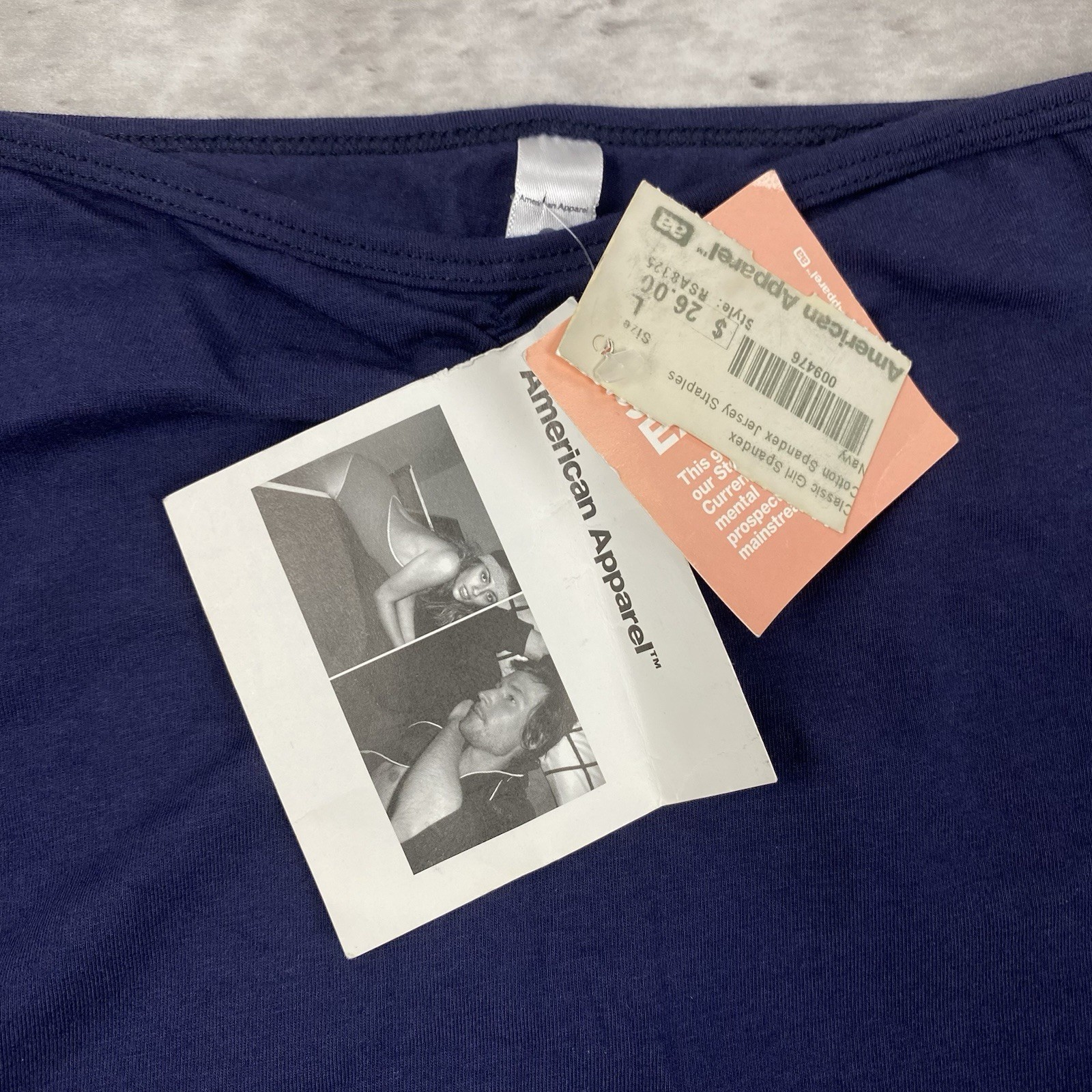 vintage AMERICAN APPAREL bodysuit Classic Girl Spandex strapless navy blue y2k